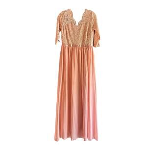 A-line V-Neck Floor-Length‎ Lace Chiffon Mother of the Bride Dress Size Medium
